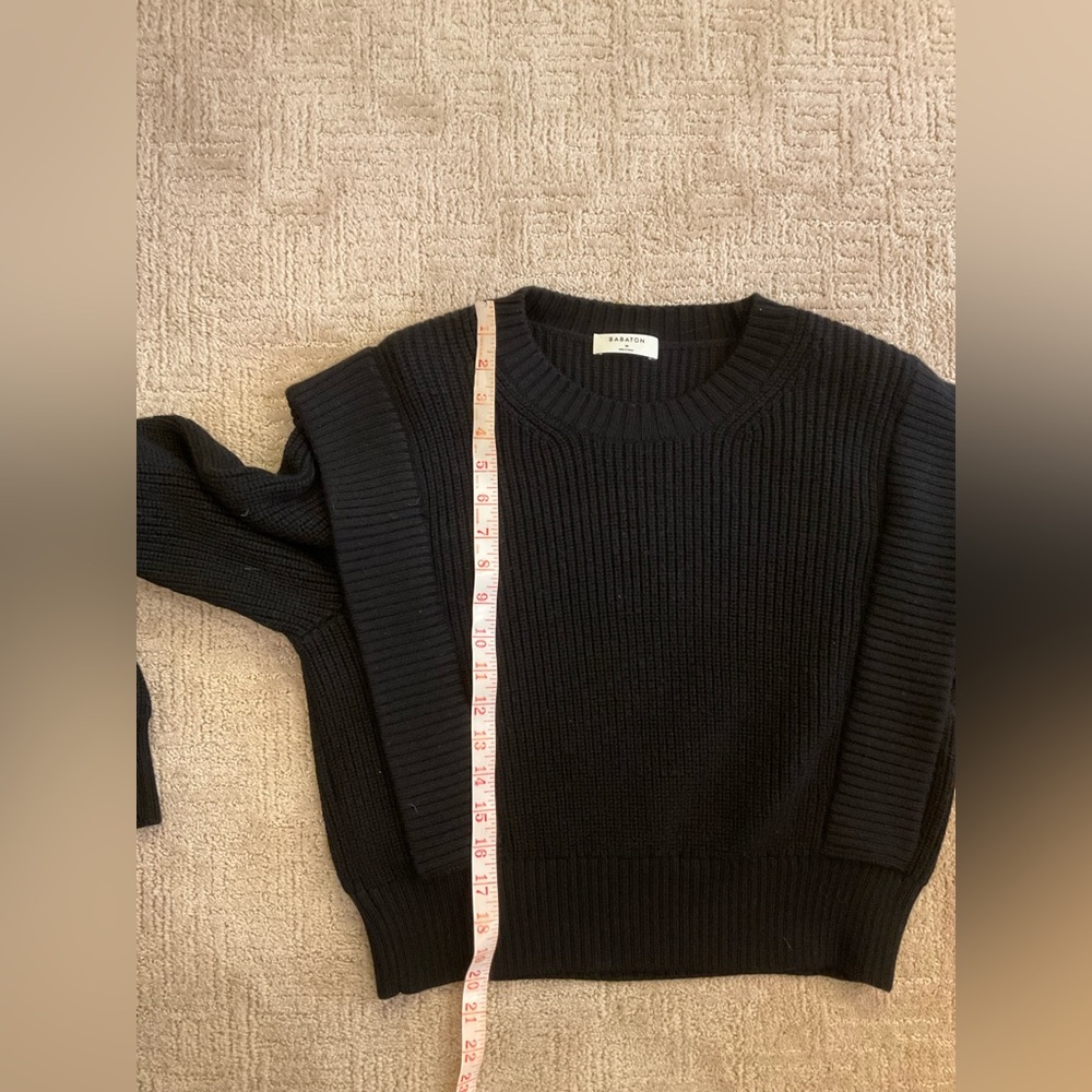 🖤💫 Aritzia Babaton Gratzia Black 100% Merino Wool Sweater Shoulder Pads M EUC - Picture 8 of 9